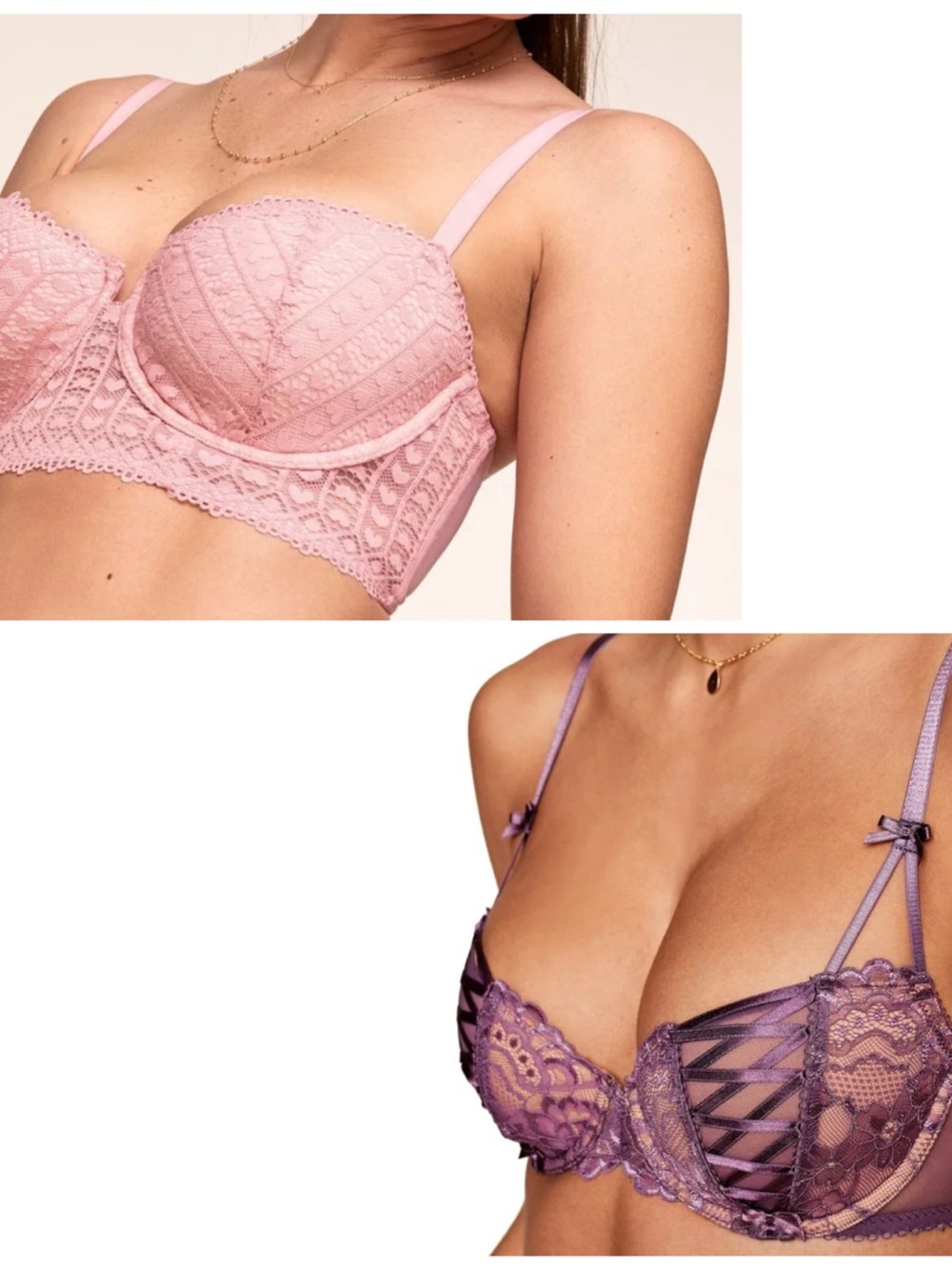 Adore Me Lace Balconette Bras in Pink and Lavender